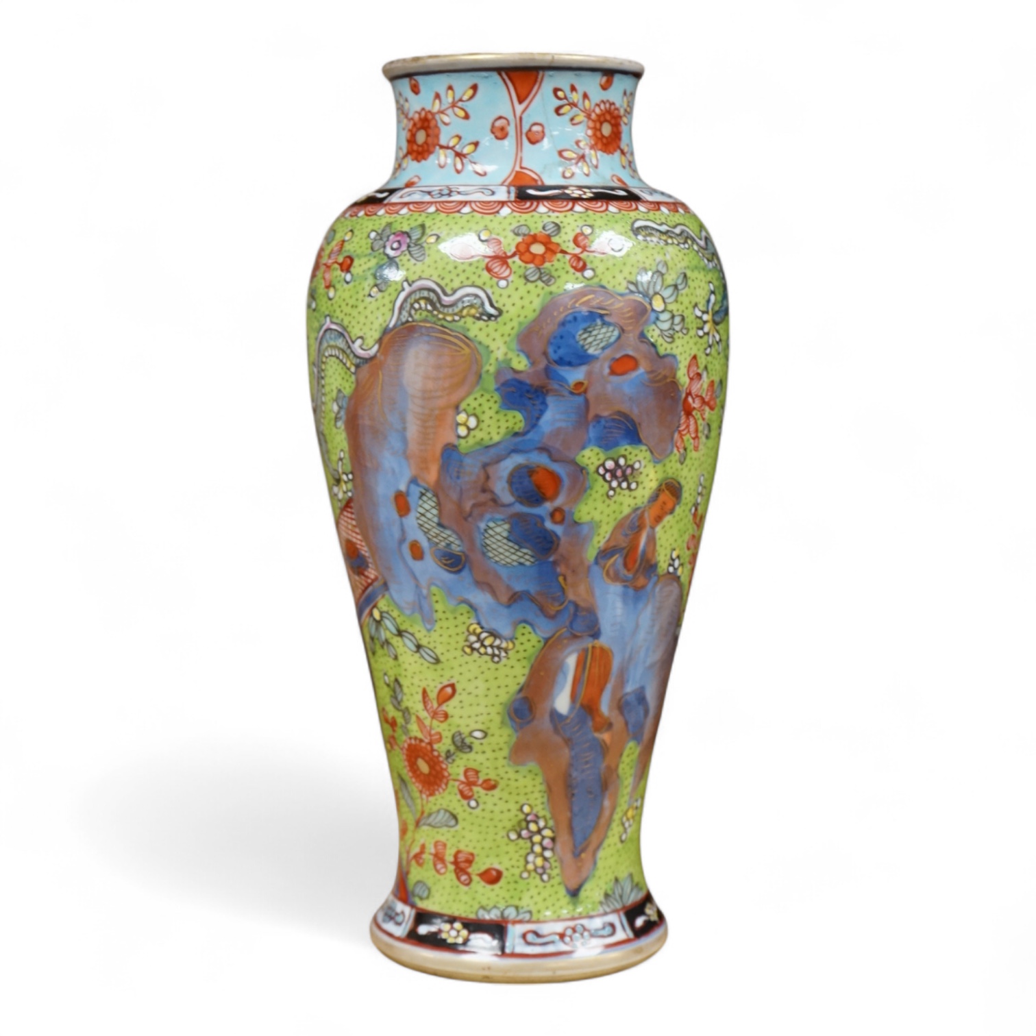 An 18th century Chinese clobbered vase, 20cm high